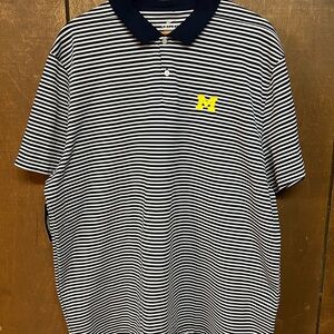 NEW Nike Michigan Wolverines Short Sleeve Polo Shirt Mens XXL Striped Dri Fit